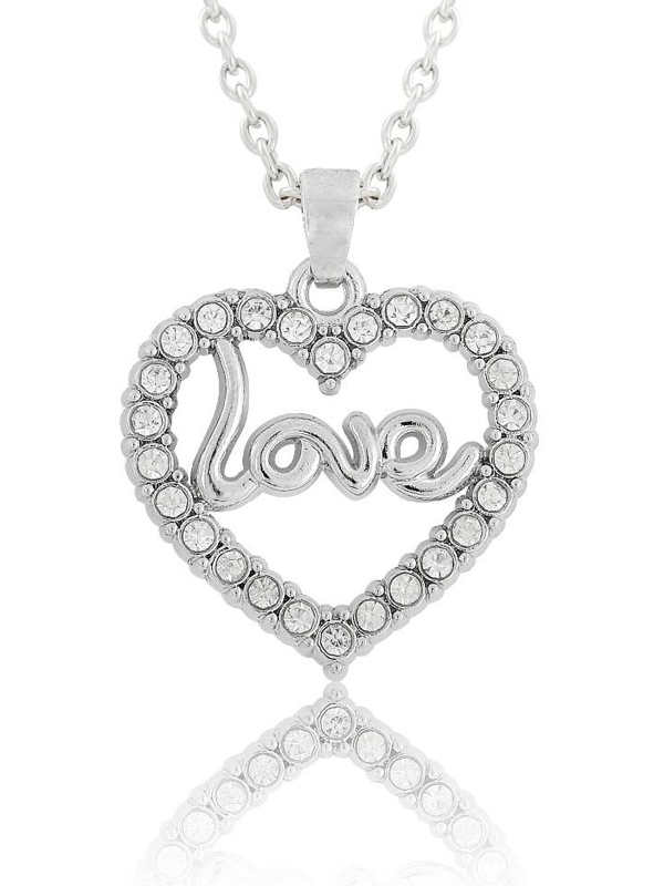 Crystal love heart pendant necklace -valentine
