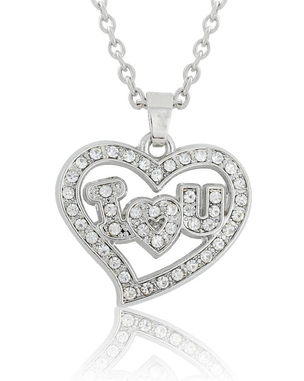 Crystal love heart pendant necklace -valentine