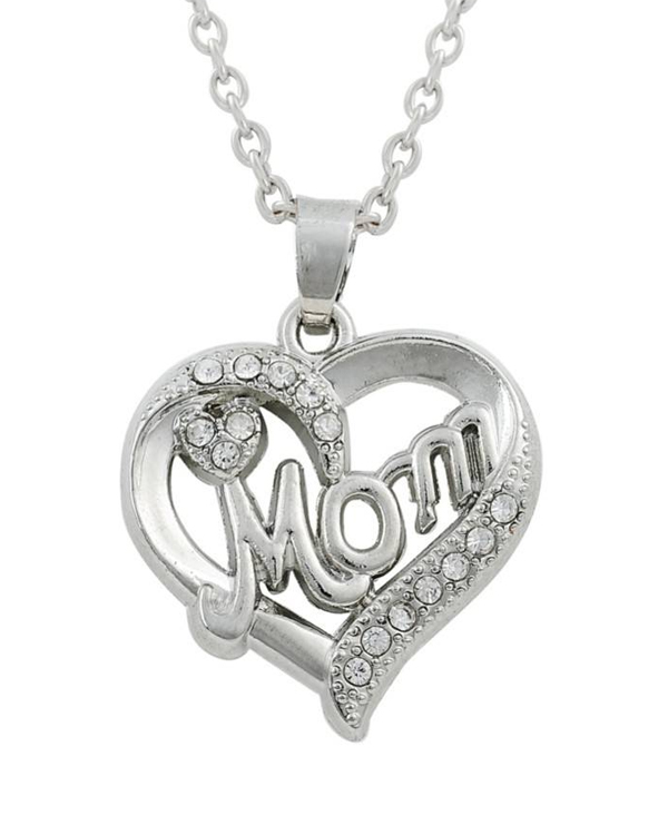 Crystal mom heart pendant necklace -valentine