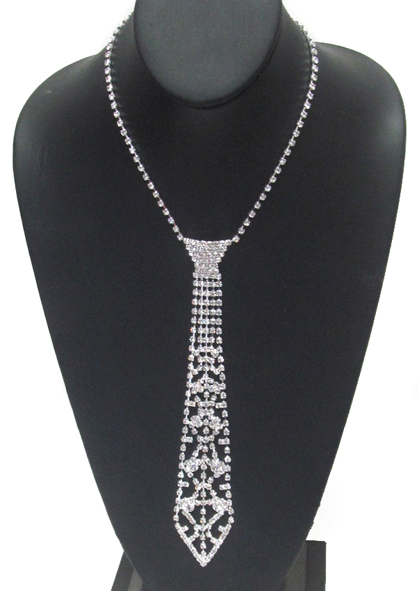 Rhinestone necktie necklace
