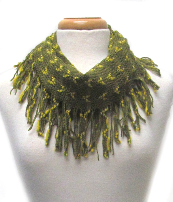 Fringe trim mini infinity scarf