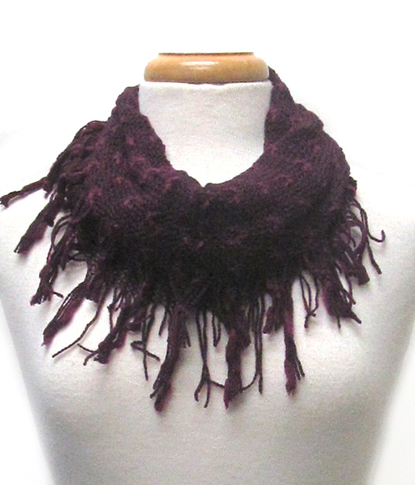 Fringe trim mini infinity scarf