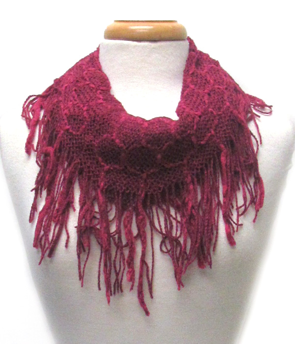 Fringe trim mini infinity scarf