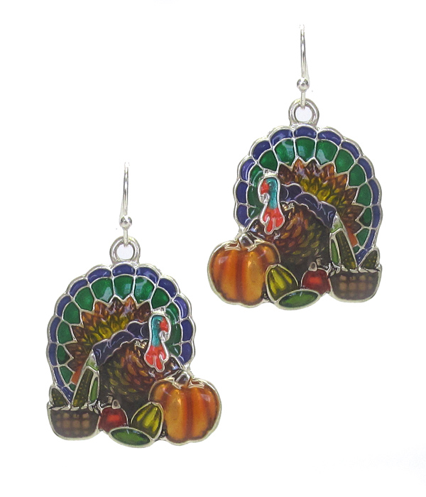 Thanksgiving theme turkey earring set