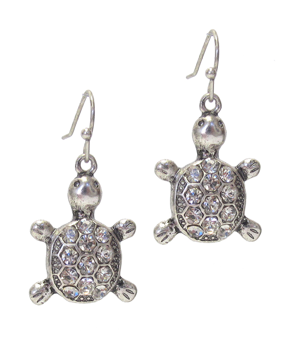 Crystal turtle earring