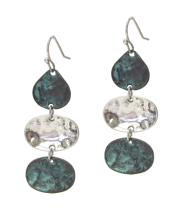 Patina disc drop earring