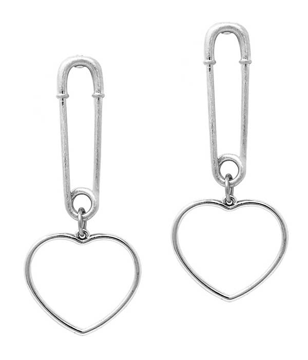 Heart pin earring -valentine