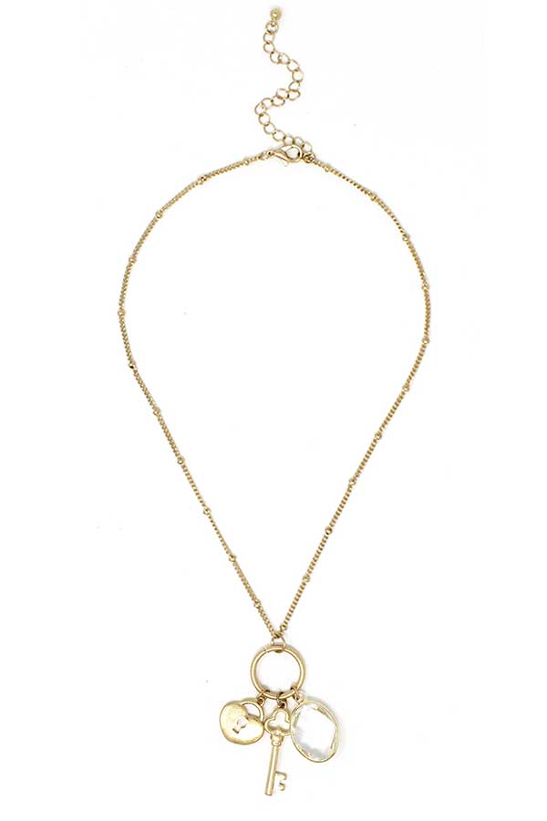 Key and lock charm pendant necklace