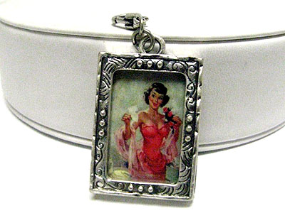 Burnish metal photo frame charm