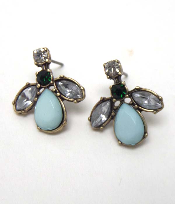 Stone and crystal stud earrings