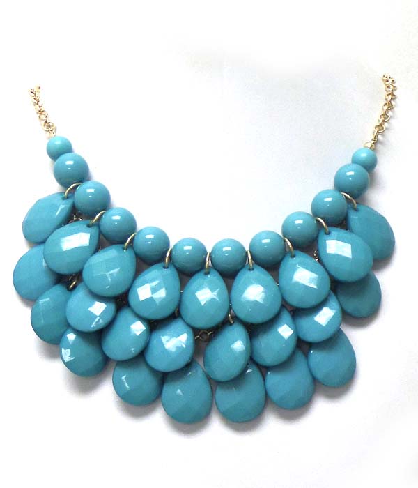 Multi layer acrylic multi facet teardrop necklace