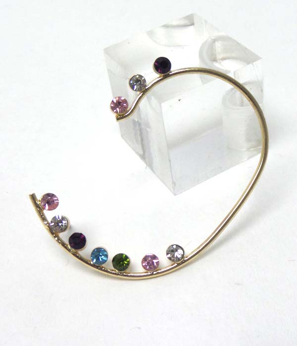 Thin metal with stones earring
