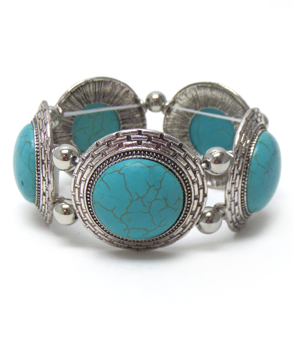 Turquoise stone with metal border bracelet