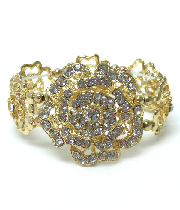 Flower with crystals bold bracelet 