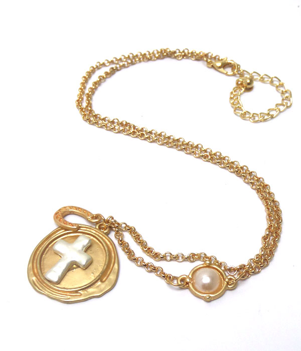 Cross with pearl necklace