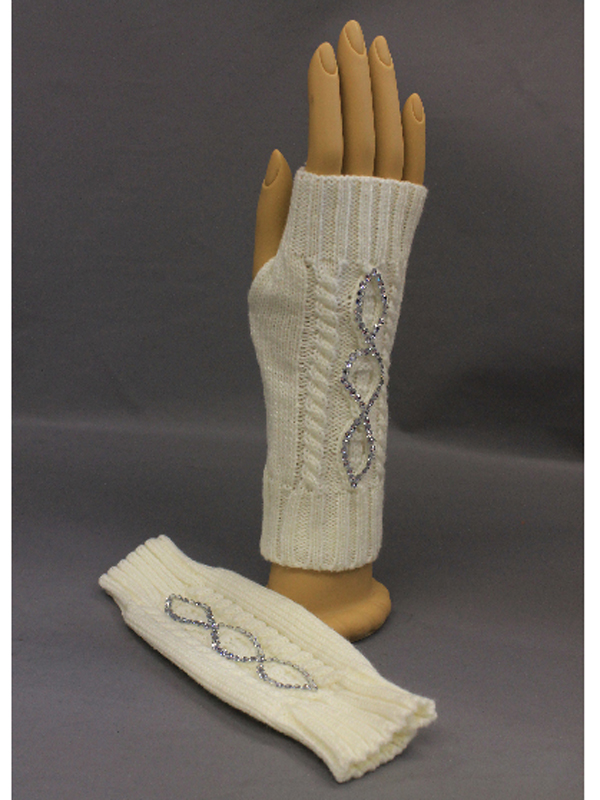 Twist stud knit hand warmer