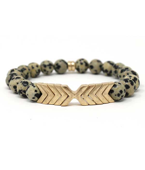 Ball stone chevron stretch bracelet