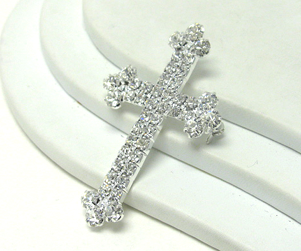 Crystal stud cross brooch