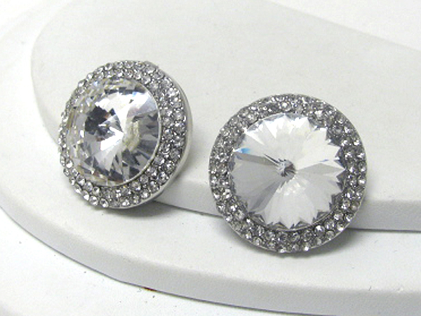 Facet glass and crystal edged earring