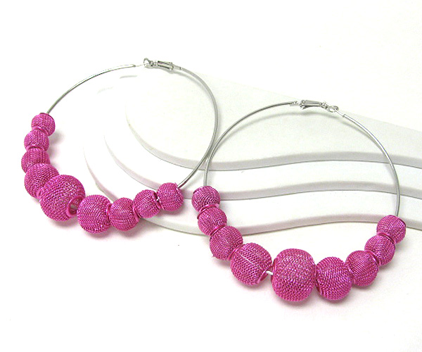 3.5 inch hoop colored metal mesh ball basketball wives inspired earring - hoops