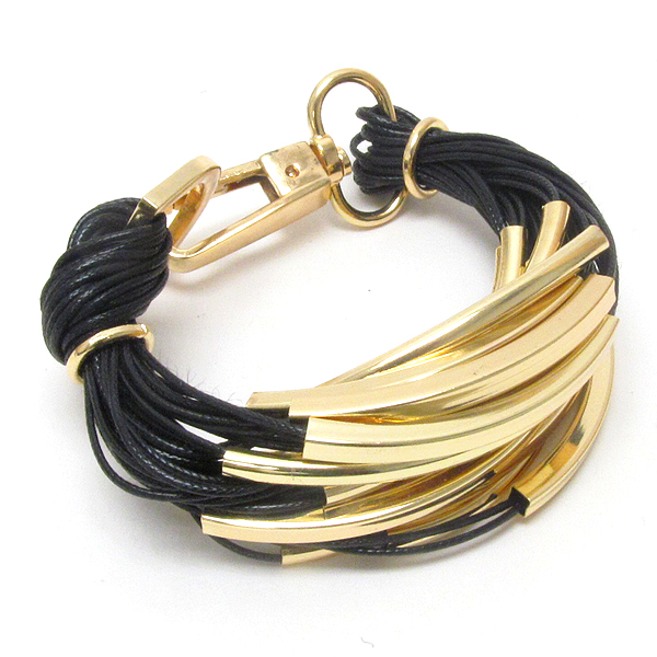 Multi metal tube and cord mix bracelet