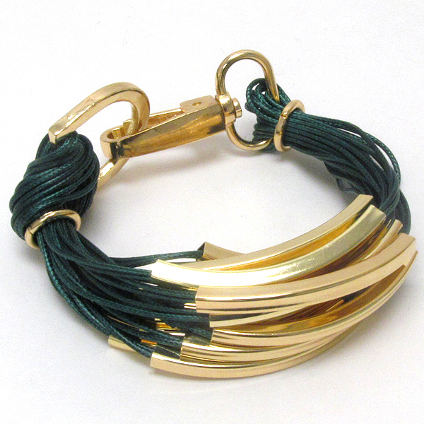 Multi metal tube and cord mix bracelet