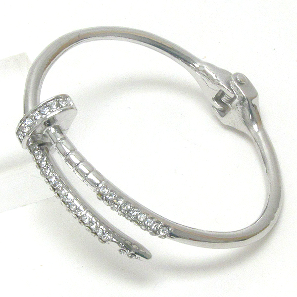 Crystal deco nail hinge bangle bracelet