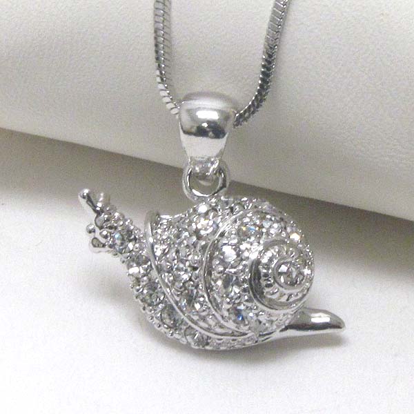 WHITEGOLD PLATING CRYSTAL DECO SNAIL NECKLACE