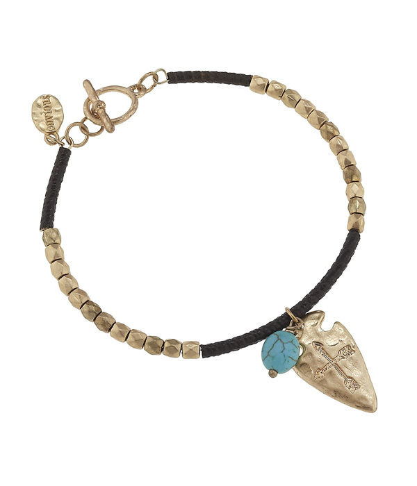 Handmade arrow head and bead toggle bracelet