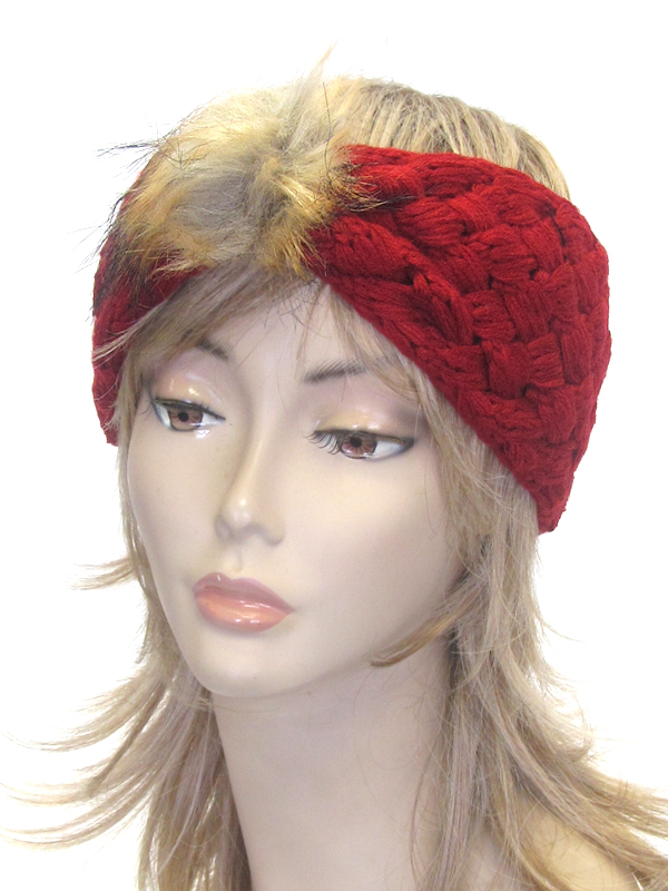 Fur front knit headwrap