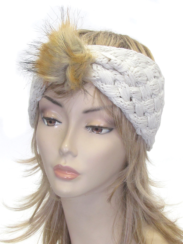 Fur front knit headwrap