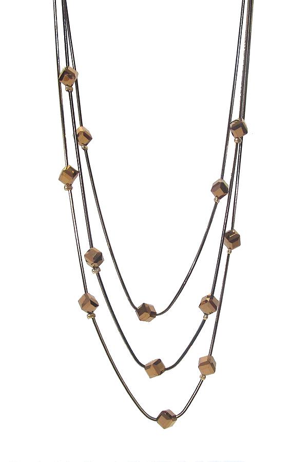 Multi layer glass cube necklace
