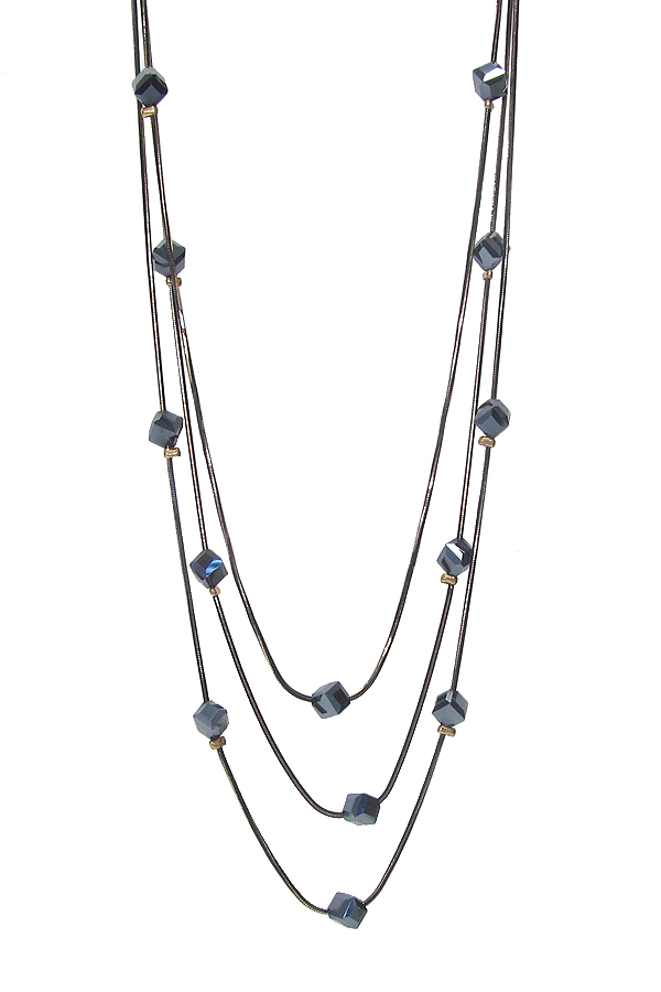 Multi layer glass cube necklace