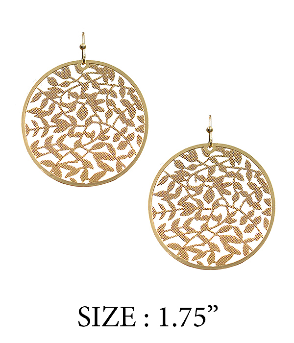 Metal filigree disc earring