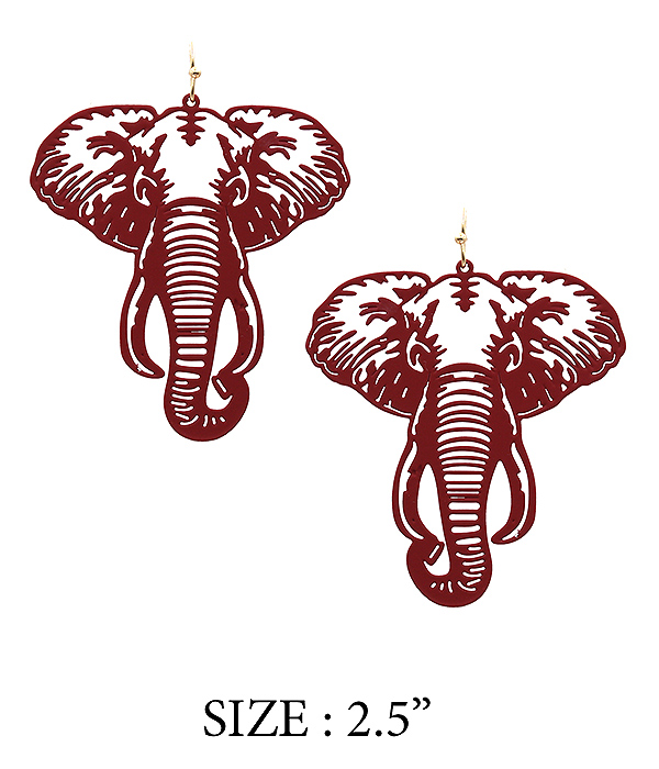 Rubber coat metal filigree elephant earring