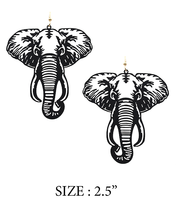 Rubber coat metal filigree elephant earring