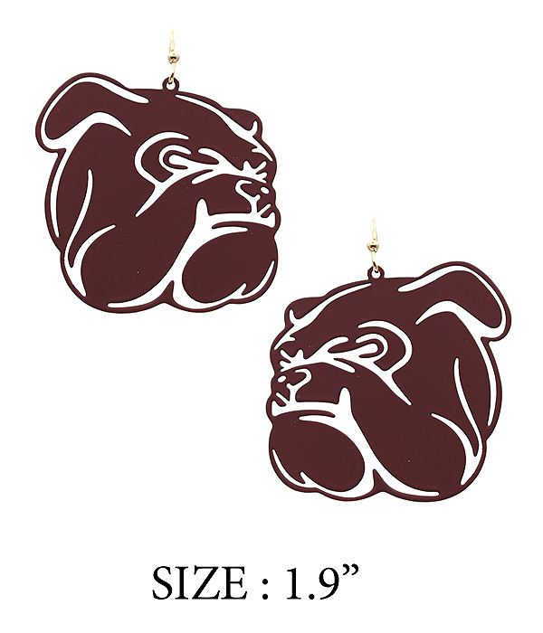 RUBBER COAT METAL FILIGREE BULLDOG EARRING