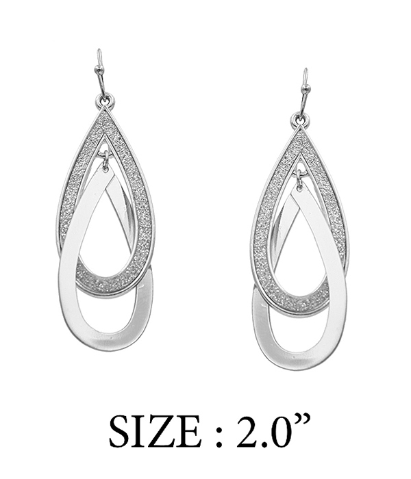 SAND TEXTURED DOUBLE TEARDROP EARRING