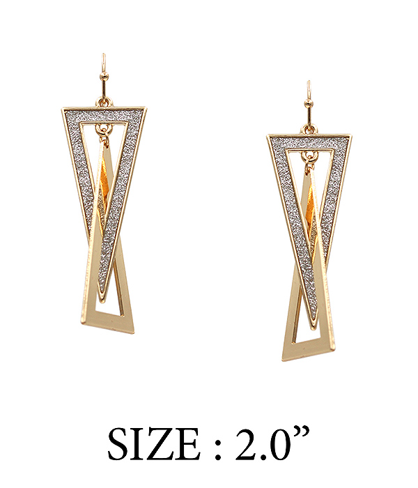 SAND TEXTURED DOUBLE TALL TRIANGLE EARRING