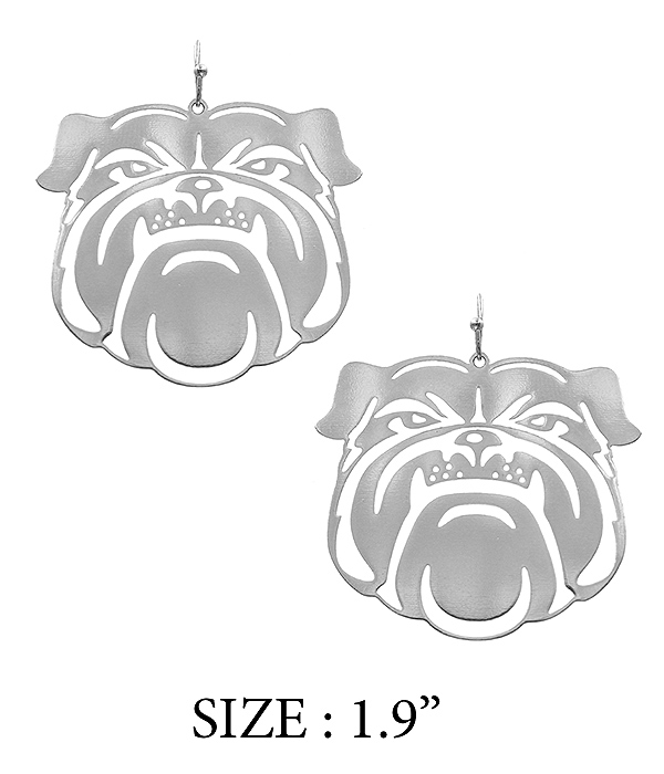 Metal filigree bulldog earring