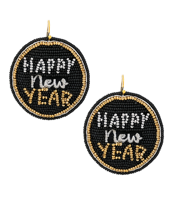 HANDMADE MULTI SEEDBEAD DISC EARRING - HAPPY NEW YEAR