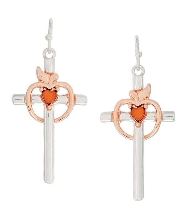 Teacher theme apple and cross earring