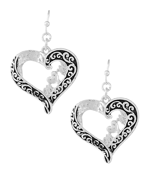 MOM THEME BALI FILIGREE HEART EARRING