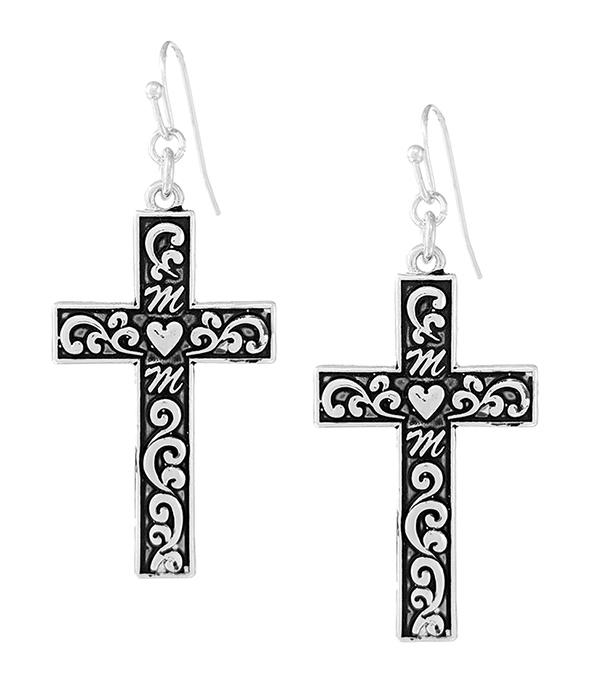 Mom theme bali filigree cross earring