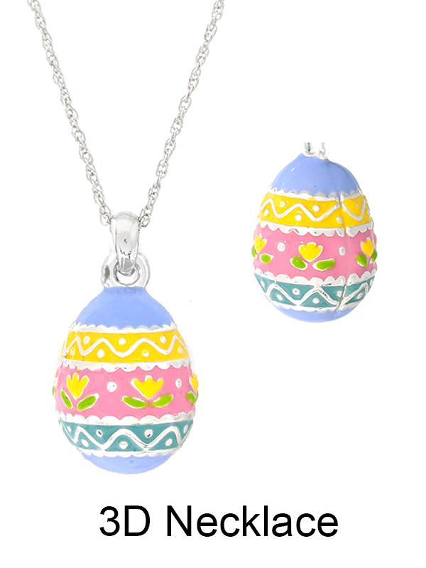 EASTER THEME EPOXY 3D EASTER EGG PENDANT NECKLACE