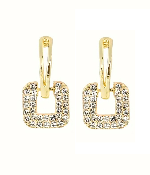 Rhinestone square earring