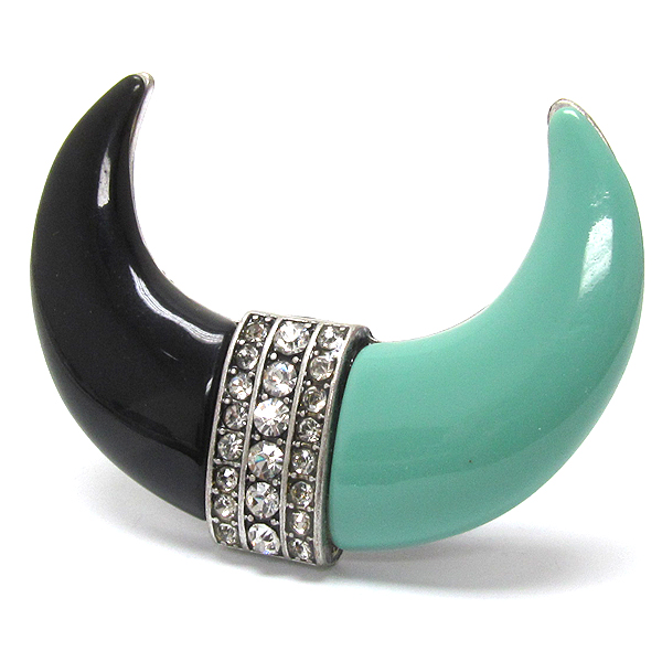 Crystal on center two horn metal stretch ring