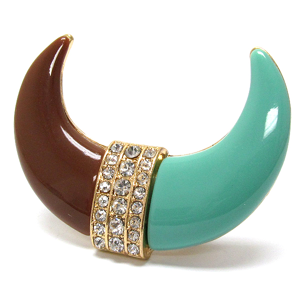 Crystal on center two horn metal stretch ring