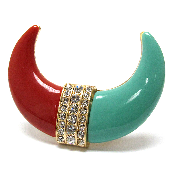 CRYSTAL ON CENTER TWO HORN METAL STRETCH RING