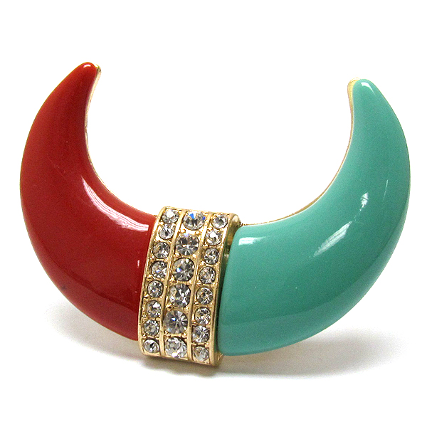 Crystal on center two horn metal stretch ring
